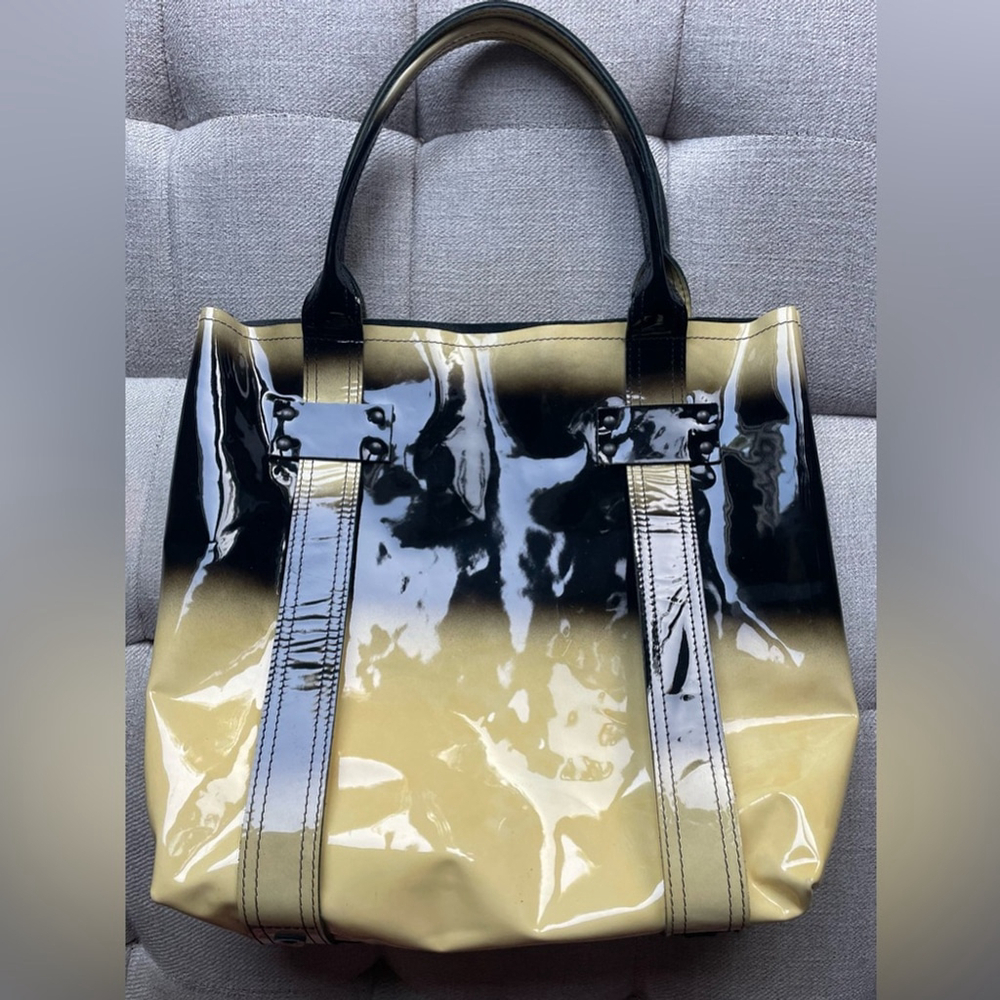 stephane verdino Black and Gold Tote Bag big handbag gloss - Picture 4 of 12